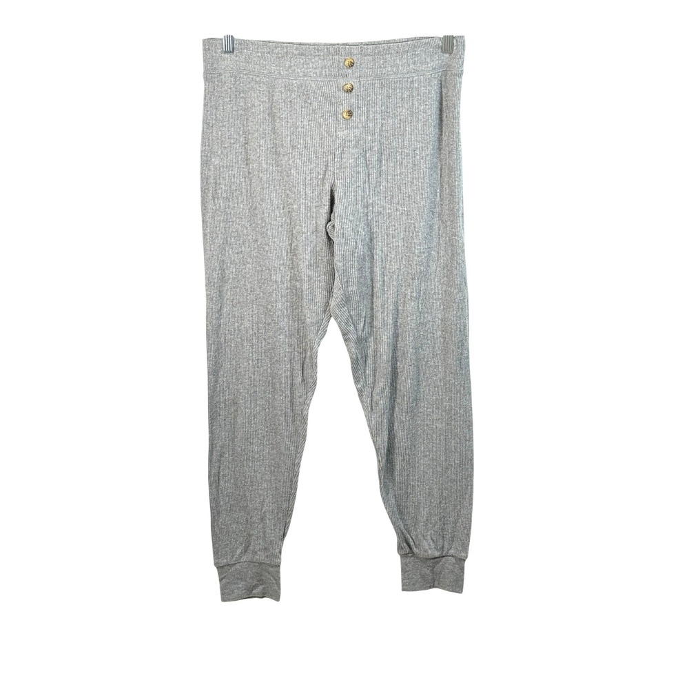 PJ Salvage‎ Women's Gray Ribbed Jogger pajama Pants Lounge Comfort Size Large